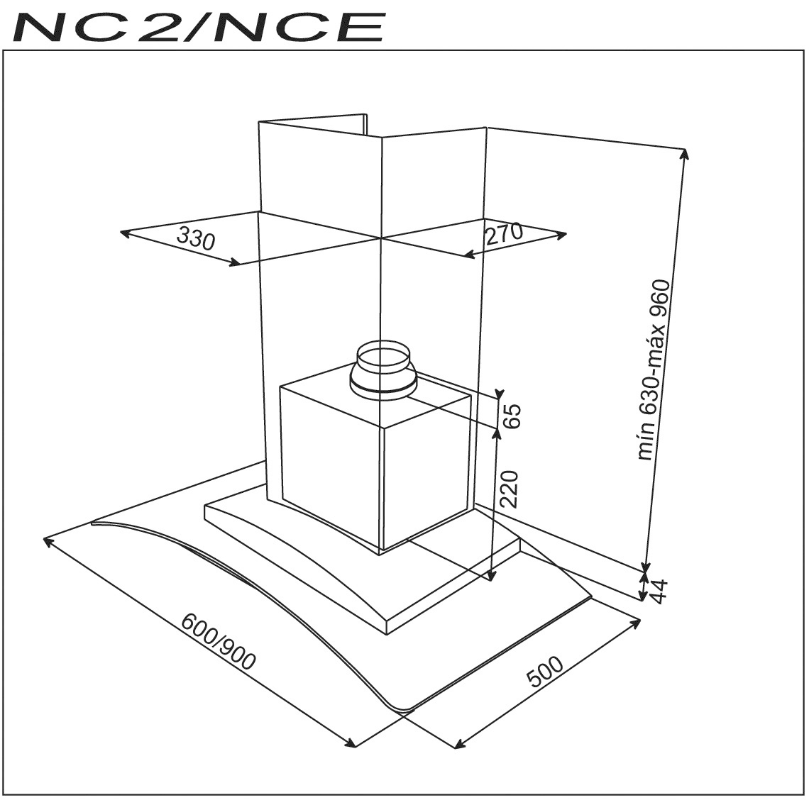 NC2 90 ⋆ Campana cristal curvo 90 cm marca Teka extractora para