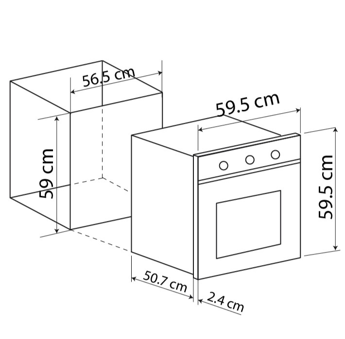 EB-525 ⋆ Horno empotrable de gas para cocina acero inoxidable 60 cm