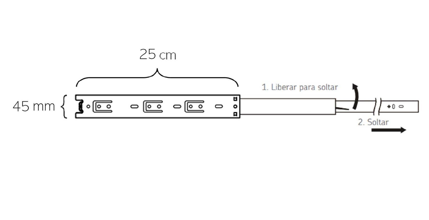 Corredera de extensión 25 cm ⋆ Tu equipo a domicilio